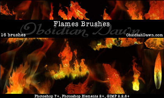 Flames fire Photoshop brushes